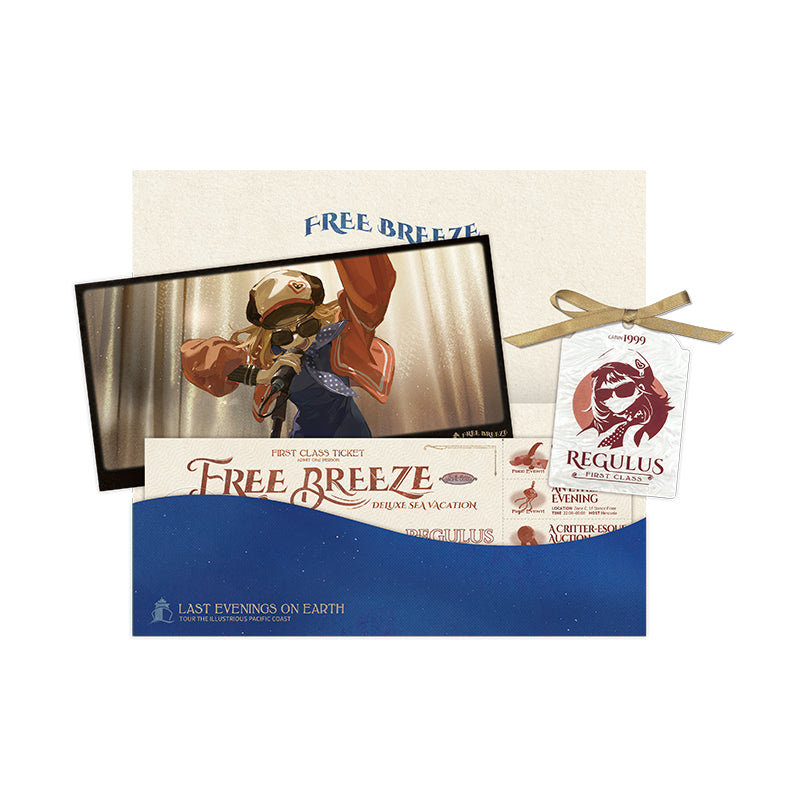 Reverse 1999 *Free Breeze* Cruise Ticket Set with Illustration Postcards Regulus