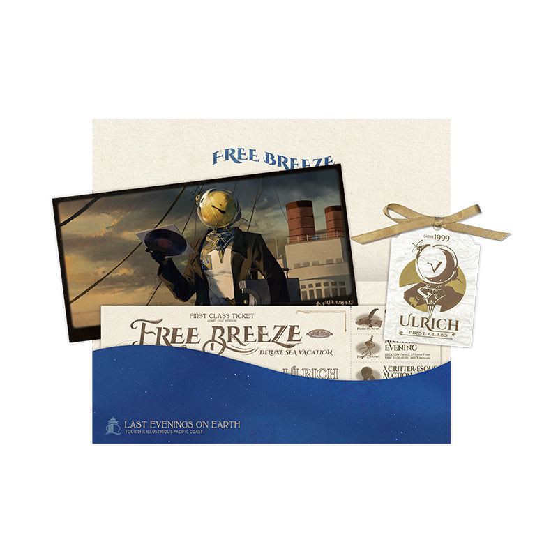 Reverse 1999 *Free Breeze* Cruise Ticket Set with Illustration Postcards Ulrich