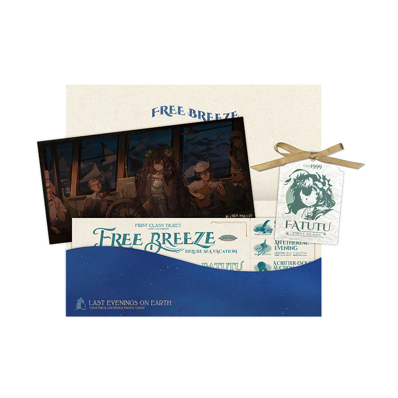 Reverse 1999 *Free Breeze* Cruise Ticket Set with Illustration Postcards Fatutu