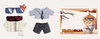 The removable sunglasses, coat, shirt and trousers with the TARTAGLIA character card