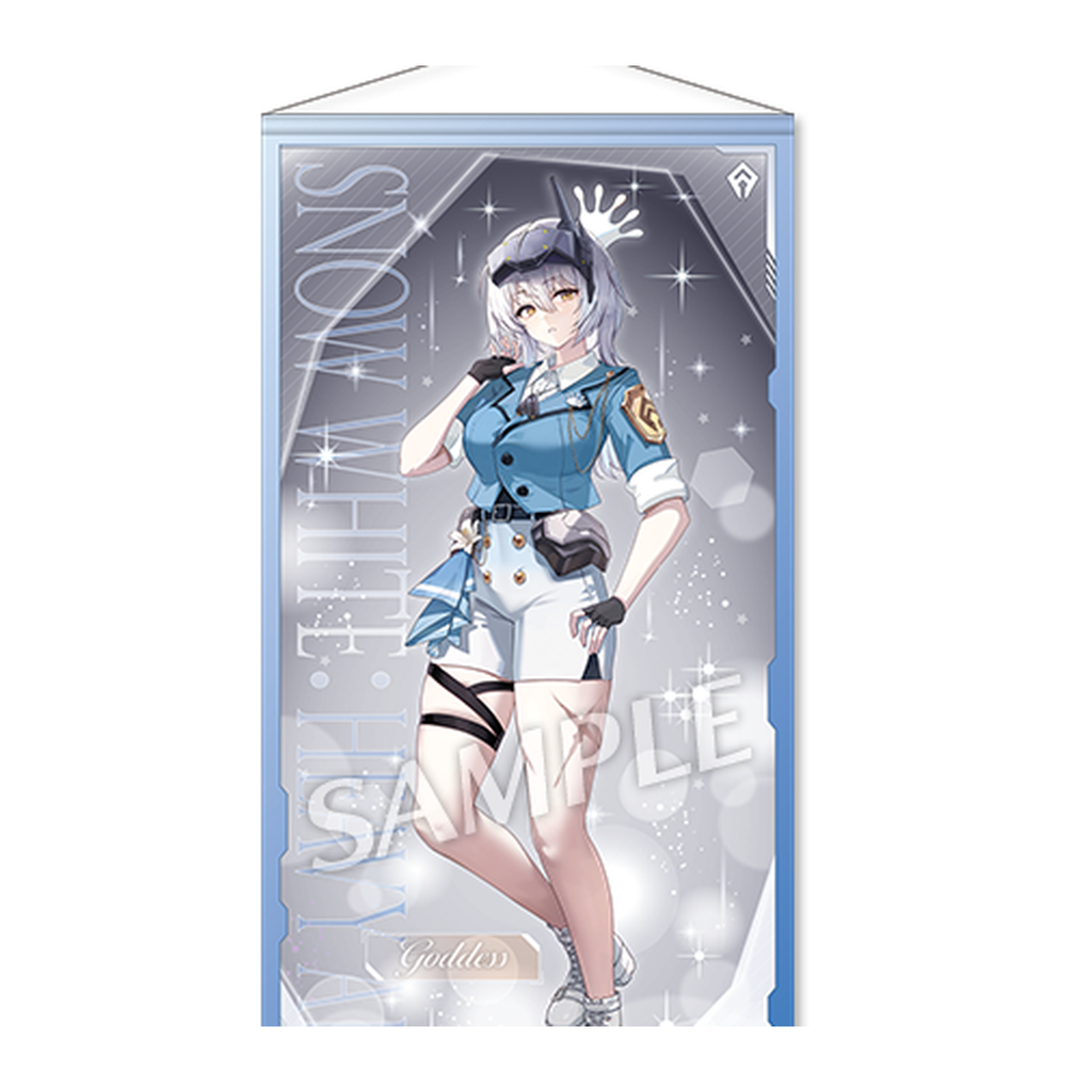 GODDESS OF VICTORY: NIKKE Snow White: Heavy Arms Full-body character artwork on a tall wall tapestry — view 2