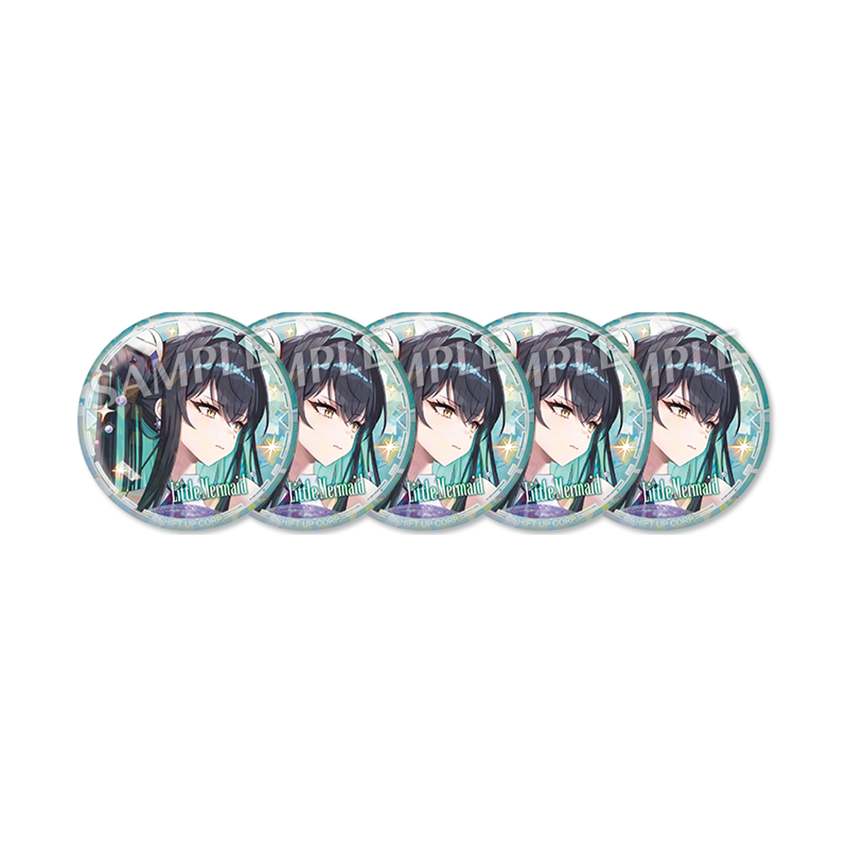 GODDESS OF VICTORY: NIKKE Little Mermaid Five repeated badges of the same character design — view 2