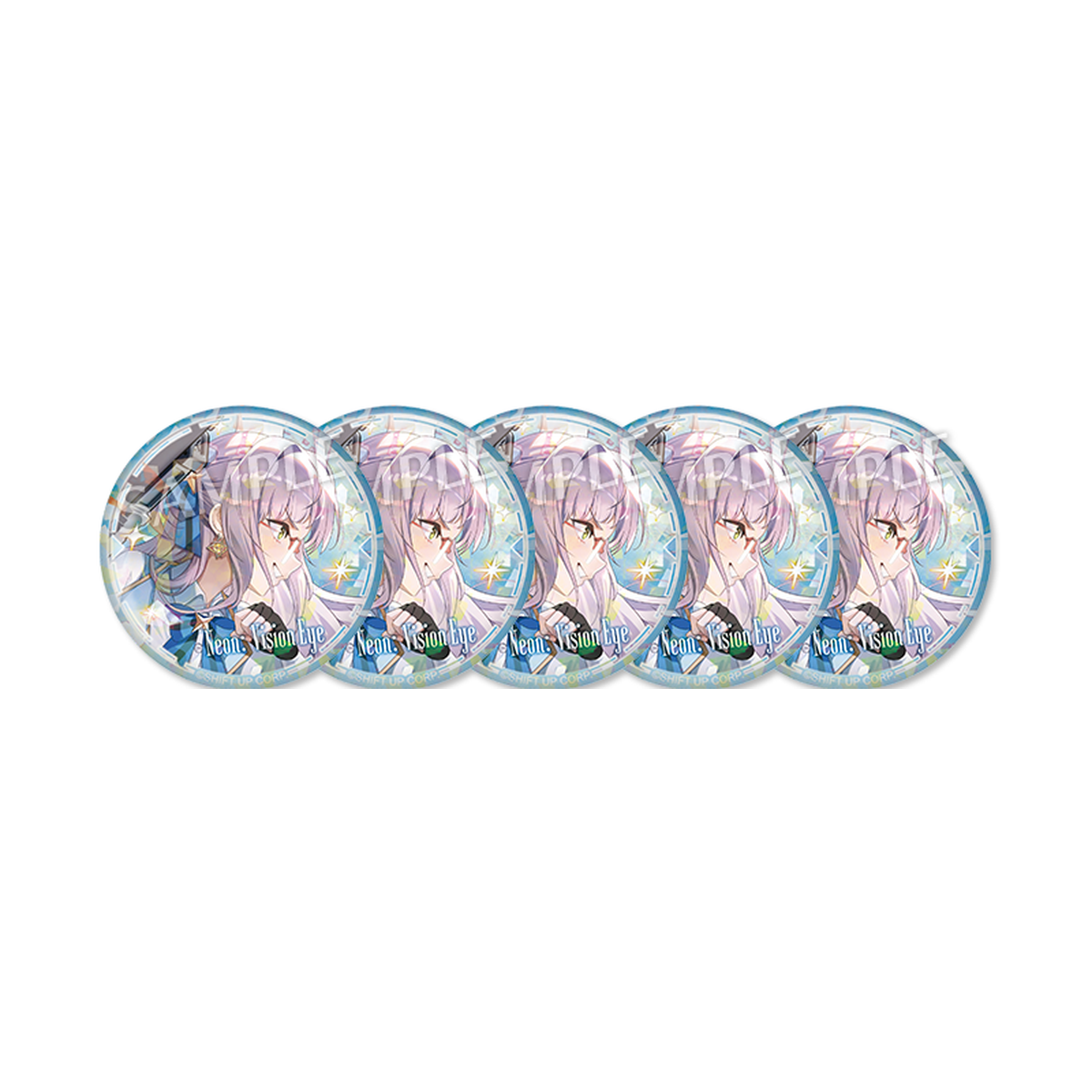 GODDESS OF VICTORY: NIKKE Neon: Vision Eye Five repeated badges of the same character design — view 2