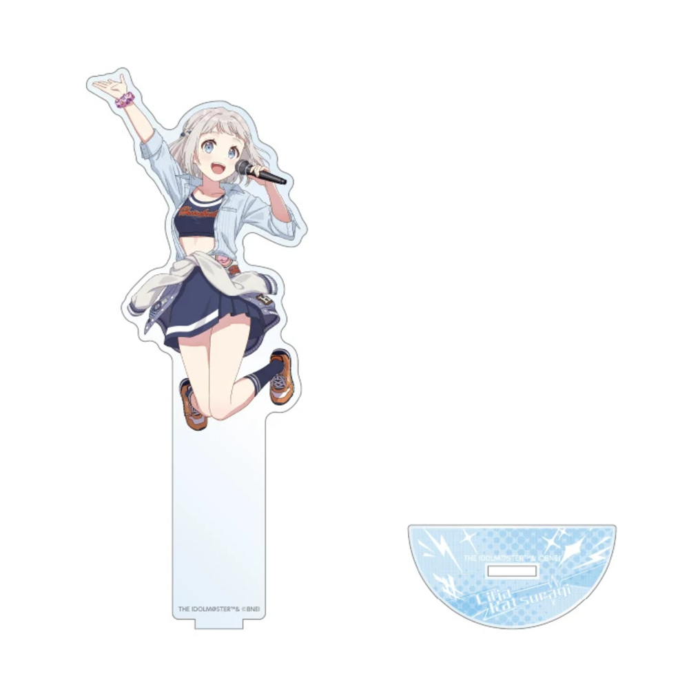 Lilja Katsuragi acrylic stand body and semicircular name base, shown before assembly