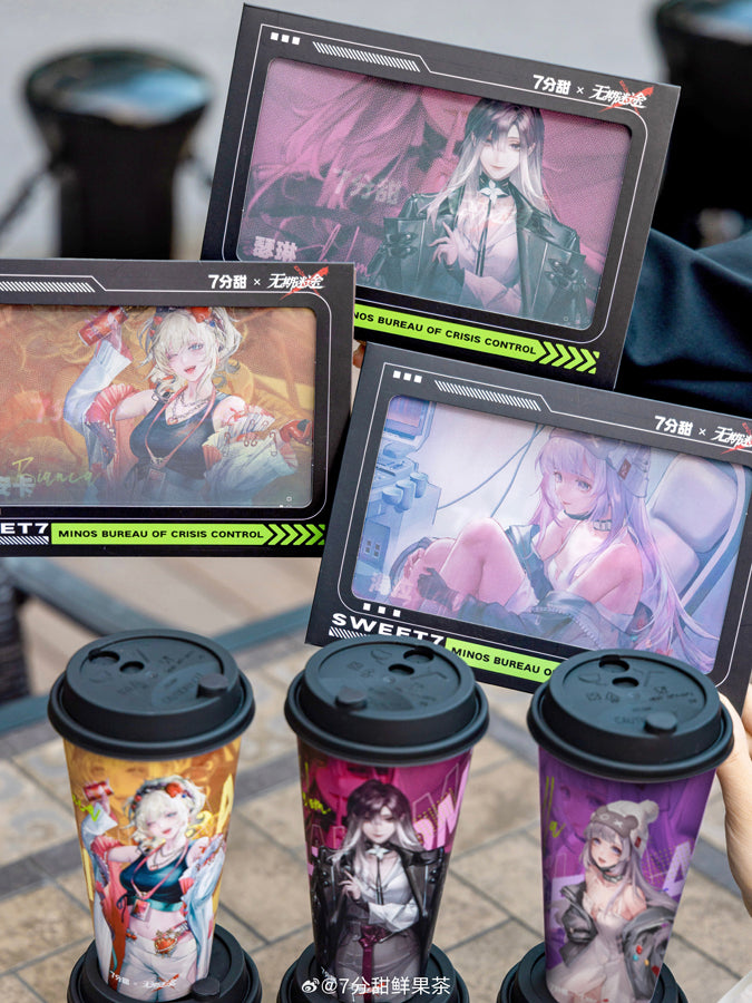 Path to Nowhere Official 7 Minutes Collab Goods. Shalom, Bianca, Ella Photo Card, Ticket, and Cup Set.