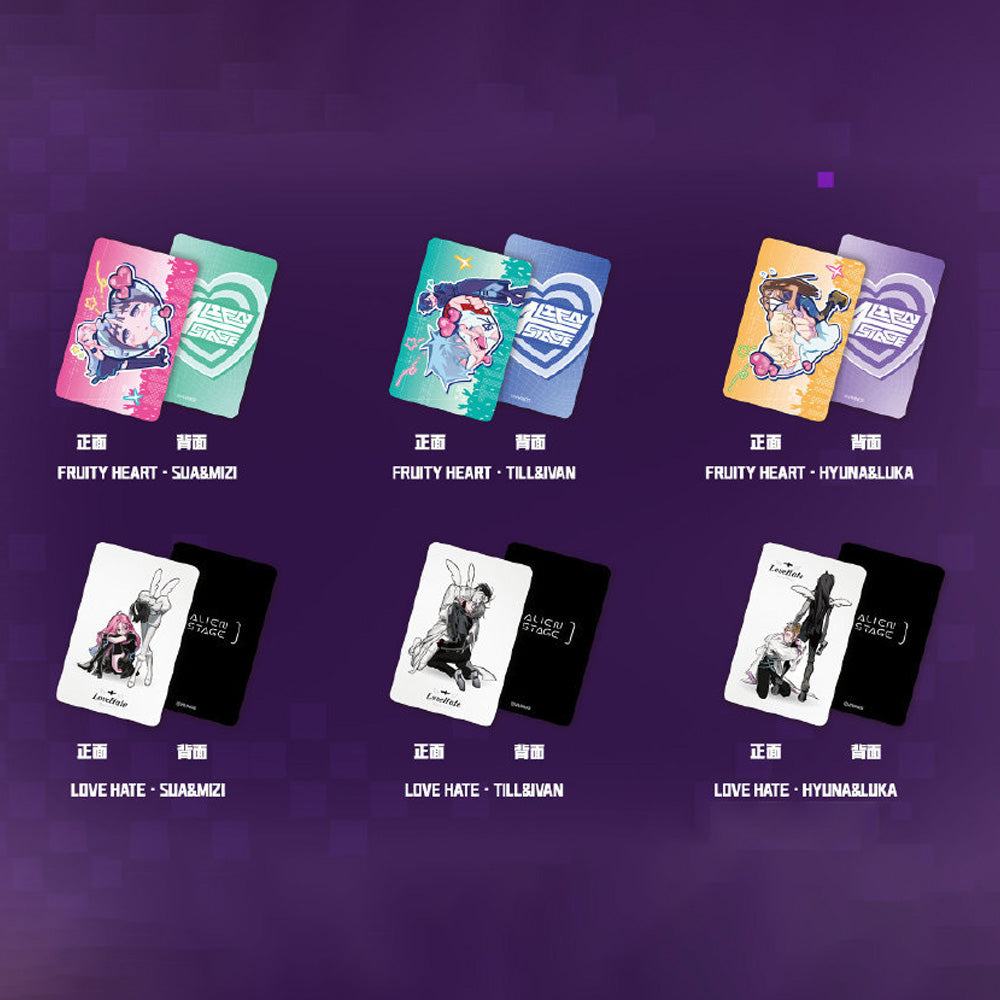 에일리언 스테이지 삼월수 콜라보 공식 정품 굿즈 캐릭터 미니 카드 6종 세트  -러브 헤이트 & 프루티 하트- 에이스테