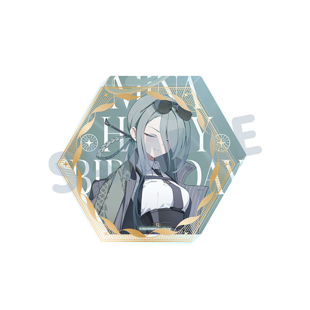 Blue Archive Mina Hexagonal acrylic block with foil birthday artwork — view 1