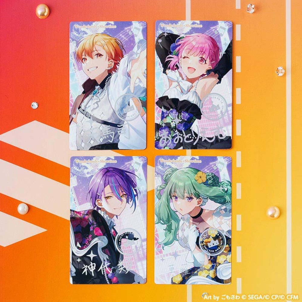 Project SEKAI Four character designs arranged with their printed display mount — view 1