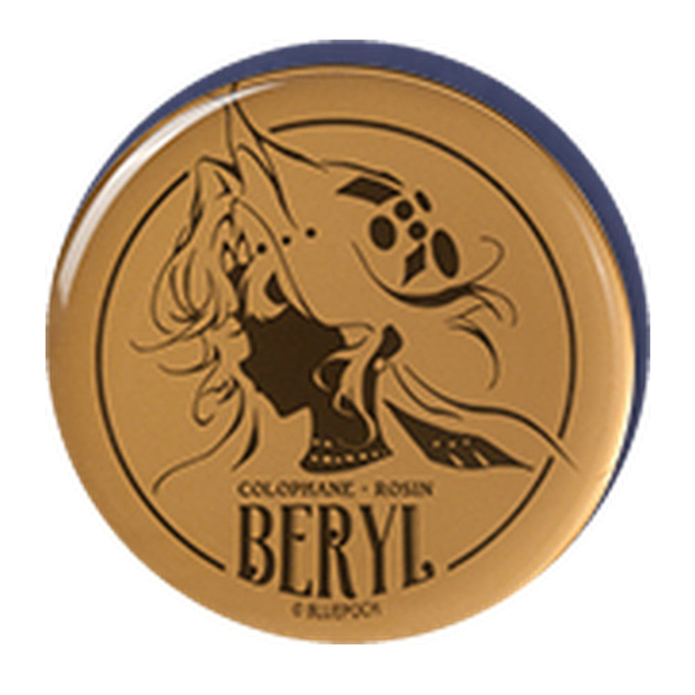 Round amber acrylic block with a silhouette portrait of Beryl and the text COLOPHANE · ROSIN BERYL