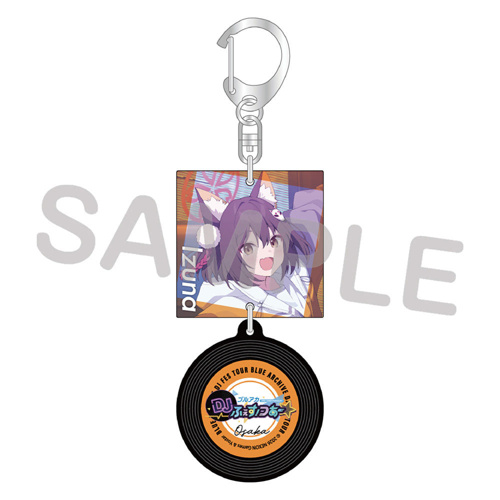 Blue Archive — Izuna Record-Shaped Acrylic Keychain — DJ fes. Tour
