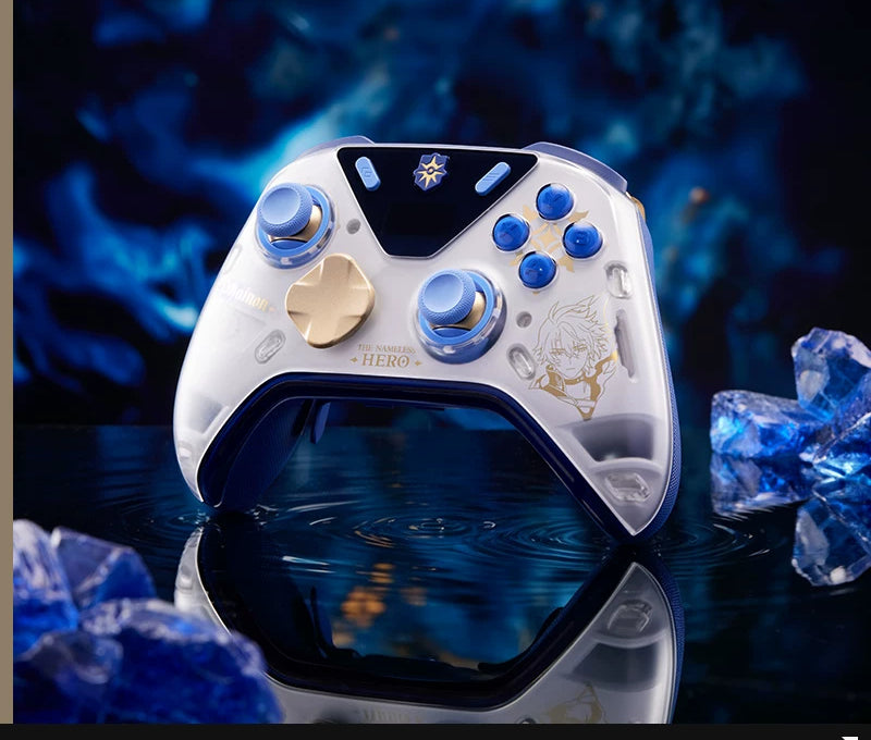 Silver and blue Phainon controller viewed from the front.