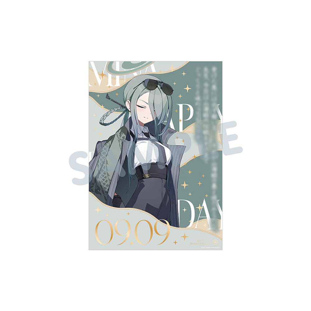Blue Archive Mina Character portrait, birthday lettering and paper mount — view 1