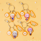Wonderlands×Showtime acrylic charm assembly examples for the six-piece set.