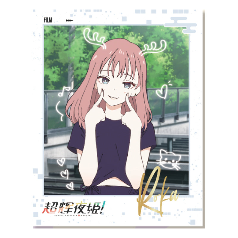 Example 03: Roka Ayatsumugi pointing to her cheeks with antler doodles in a white frame