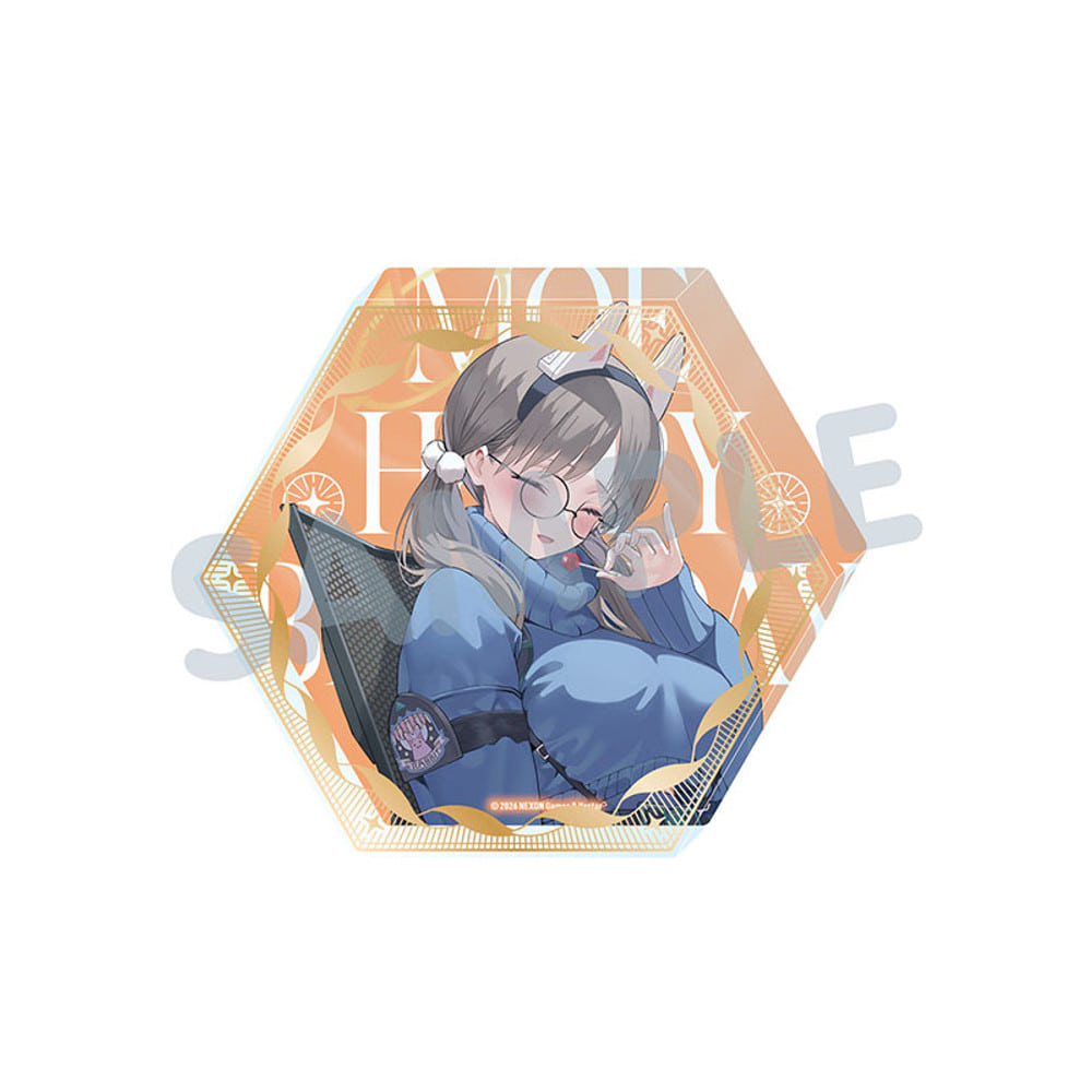 Blue Archive Moe Hexagonal acrylic block with foil birthday artwork — view 1