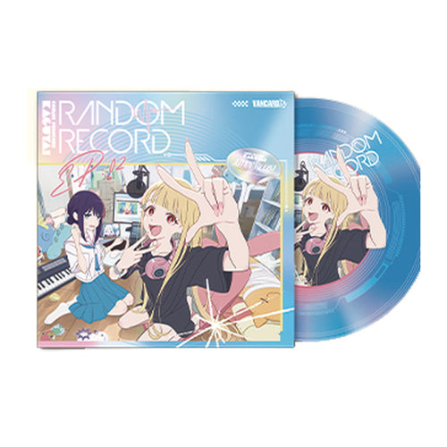 Design 01: RANDOM RECORD EP.02 jacket art of Kaguya and Iroha, with the blue translucent disc