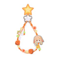 Kaguya phone strap in orange with a star charm, flower-shaped ring, beads, pom-poms and a small Kaguya charm