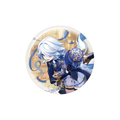 Furina button badge: holding her top hat amid blue ribbons; gold "Furina" lettering