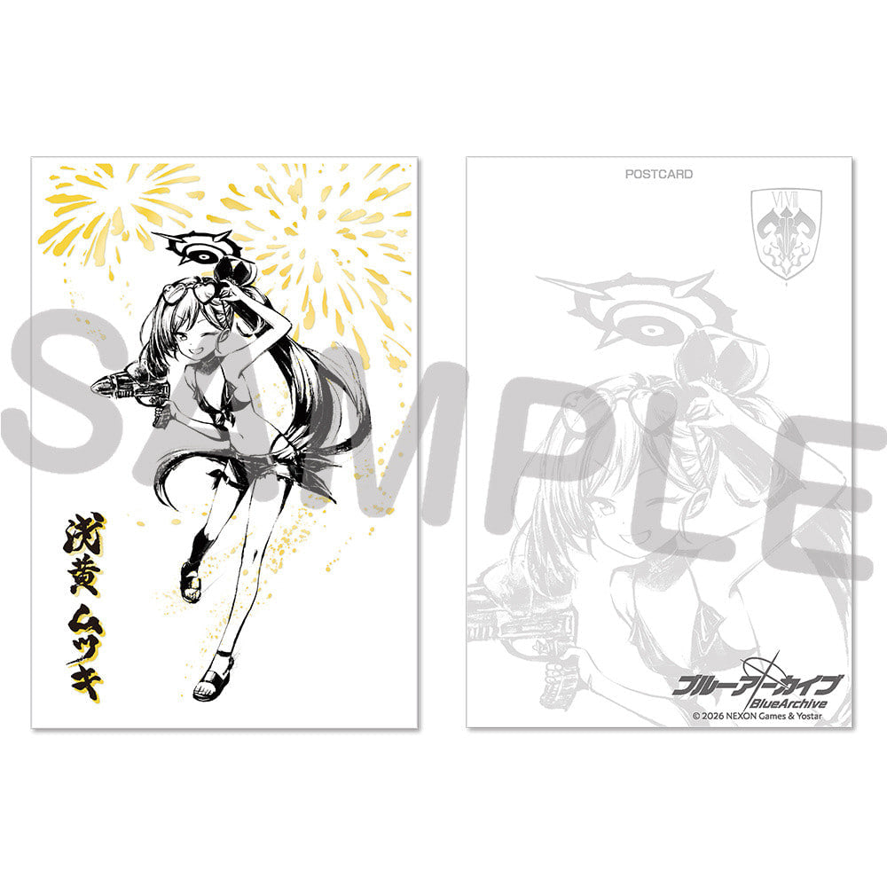 Blue Archive — Mutsuki Ink Wash Gold Foil Postcard — TSUTAYA POPUP SHOP Problem Solver 68