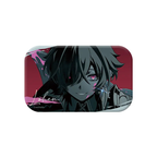 Lohen Type A rectangular badge: dark close-up of Lohen smirking on crimson with pink splashes and his signature