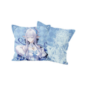 Anastasya filled cushion front and line-art back: Anastasya in an ice-crystal crown on pale blue diamond checks