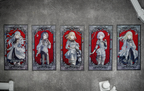 나란히 놓은 전 5종: Oblivionis, Timoris, Doloris, Amoris, Mortis(Amoris만 포함)