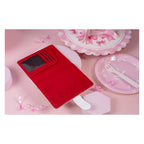 Open Class 1-1 passport case with a red interior, card slots and idol illustration (props not included)