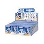 Display box holding 12 Moon-Prayer Wanderings blind boxes, with the lineup card on the header