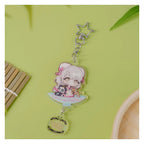 Acrylic keychain: chibi Nagi Hisakawa on a bowl-shaped base, with a panda; star clasp and logo charm