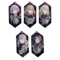 All 5 Ave Mujica trading badge designs: Amoris, Doloris, Mortis, Oblivionis and Timoris