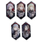 All 5 Ave Mujica trading badge designs: Amoris, Doloris, Mortis, Oblivionis and Timoris