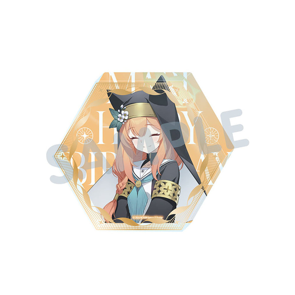 Blue Archive Mari Hexagonal acrylic block with foil birthday artwork — view 1