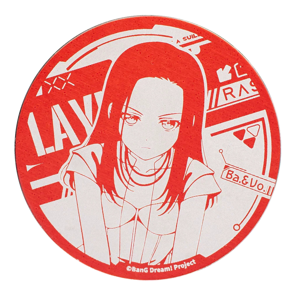 LAYER mirror button badge: silver line art of LAYER on red, with the RAS logo and "Ba.&Vo."