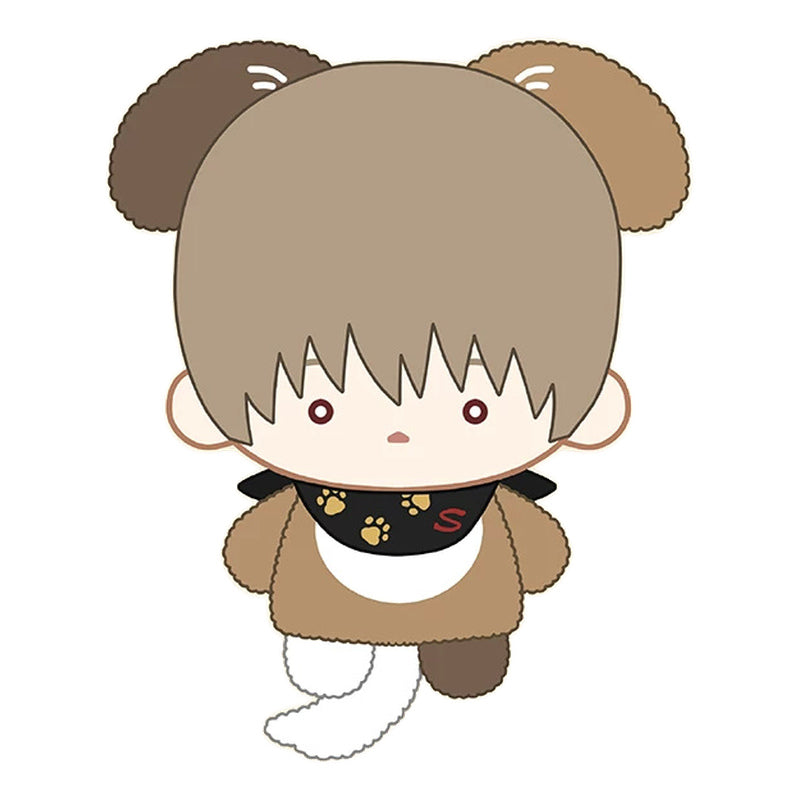 Sougo Okita design in a brown round-ear outfit with a black paw-print bandana