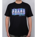 Black RAISE A SUILEN T-shirt worn, front print of the five members on neon cubes