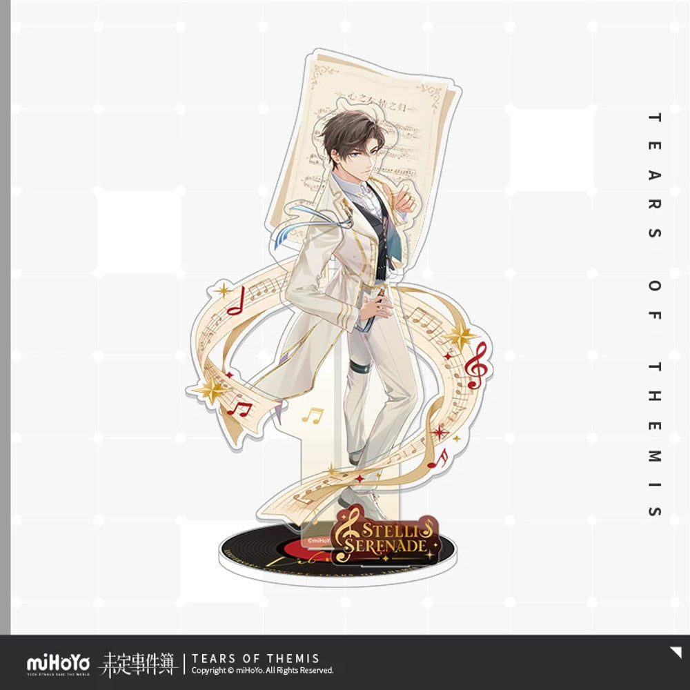 Tears of Themis · Stellis Serenade · Layered Acrylic Stand · Artem Wing — white concert suit, music ribbons and layered stage backdrop