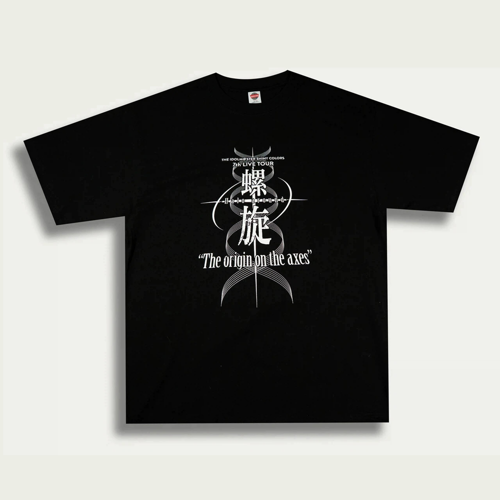 Black T-shirt front with the 7th LIVE TOUR logo and The origin on the axes