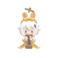 Paimon figure in a yellow moon-rabbit hood, holding a pestle over a small mortar