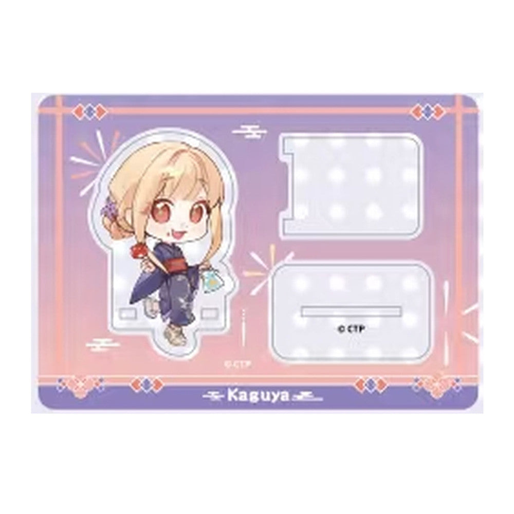 Kaguya yukata SD screen clip: SD Kaguya in a yukata and two clear parts on a purple and pink sheet