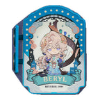 ベリルのミニライトボックスマグネット。ターコイズの劇場看板風フレームの中のハープを持つデフォルメベリル