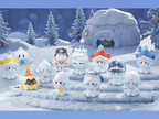Jack Frost figures gathered in front of a snow house, with the tall hidden Village Head design in the middle