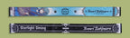 Front and back of the same strap; the black back reads Starlight Dining, 2026 and Temari Tsukimura
