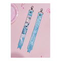 Light-blue ribbon keychain, front and back: Hiro Shinosawa in a blue lolita dress; the back reads Hiro Shinosawa