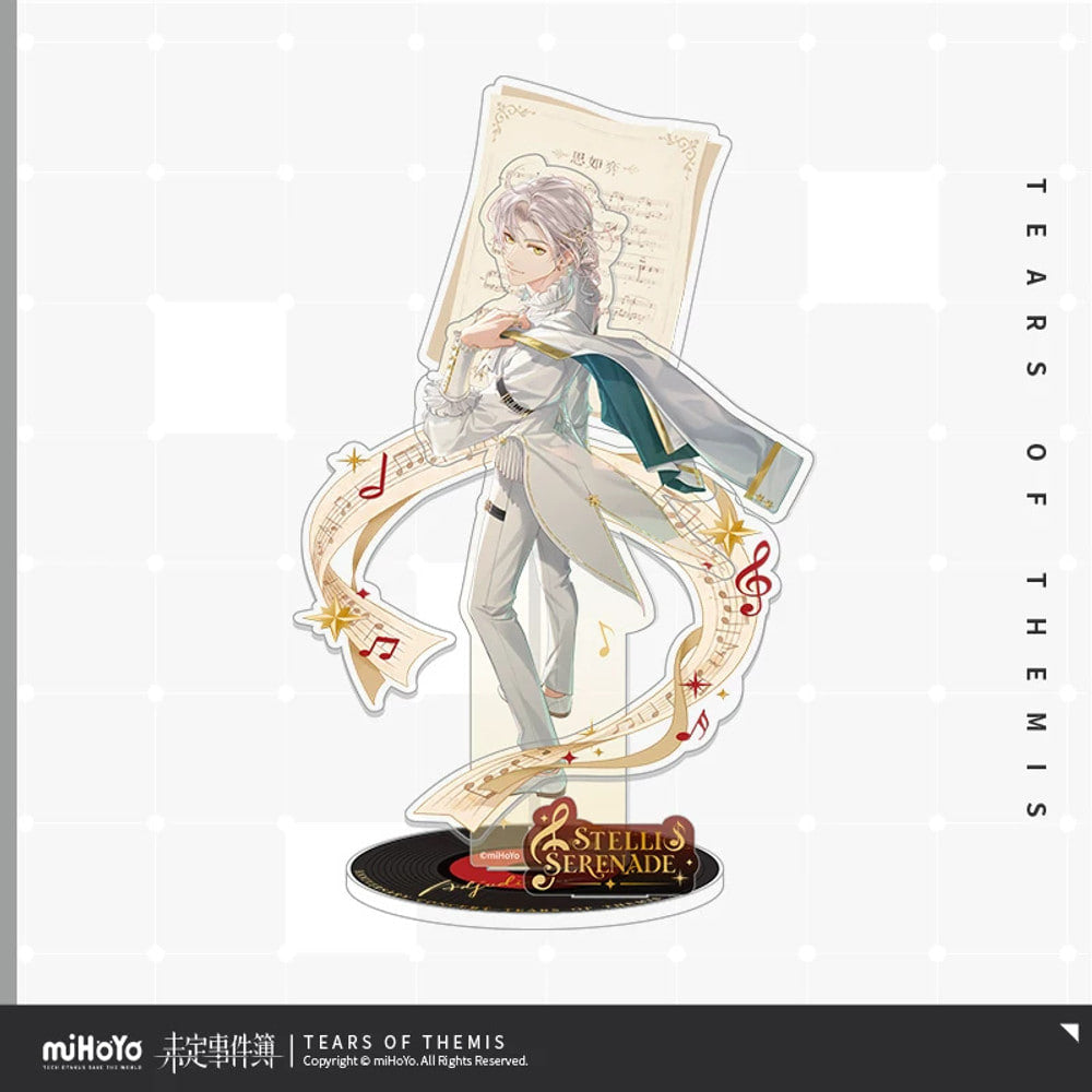 未定事件簿 · Stellis Serenade · 立体組立アクリルスタンド · 森月黎 — 白いコンサート衣装、楽譜リボンと立体舞台背景