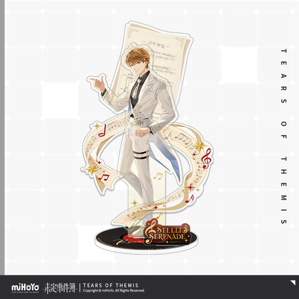 Tears of Themis · Stellis Serenade · Layered Acrylic Stand · Luke Pearce — white concert suit, music ribbons and layered stage backdrop