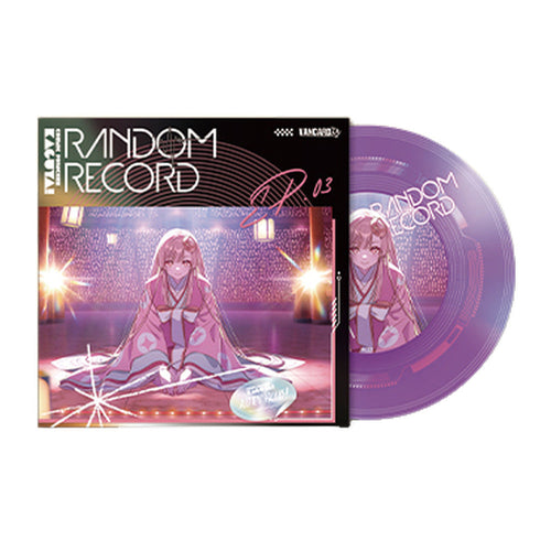 Design 02: RANDOM RECORD EP.03 jacket art of Kaguya in a pink kimono, with the purple translucent disc