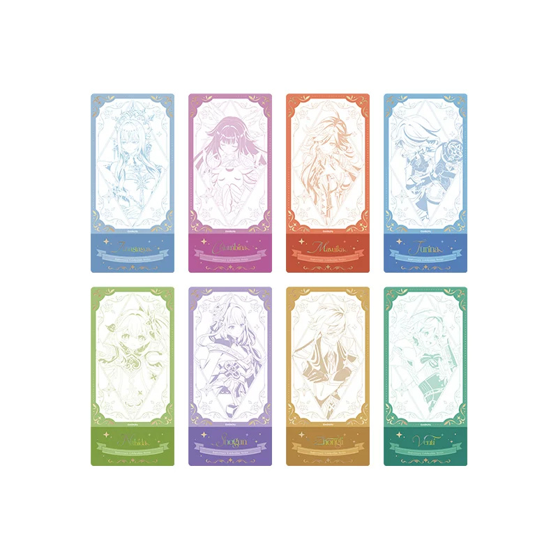 Lineup of all 8 slide ticket designs; the sealed box holds one of each