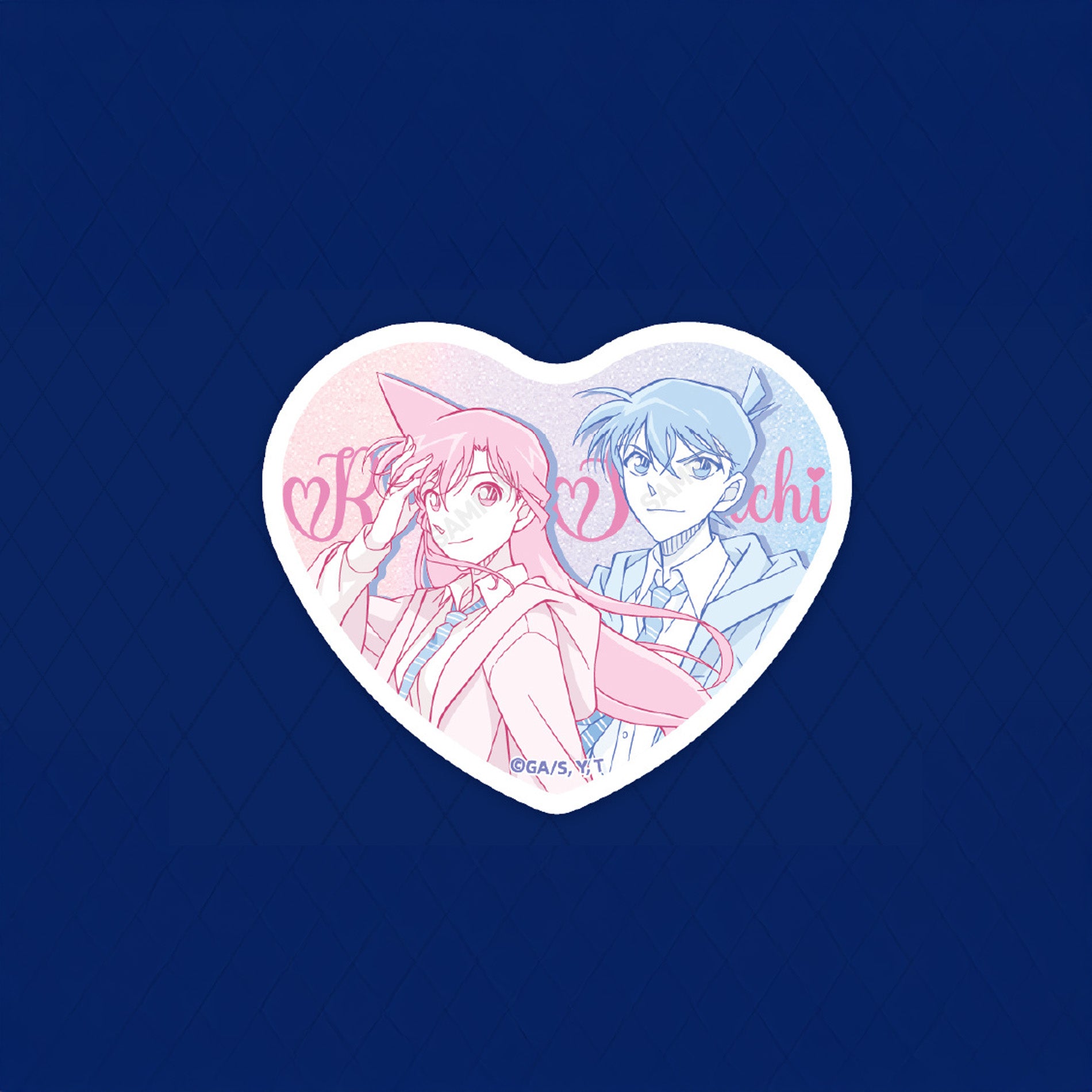 명탐정 코난 공식 정품 굿즈 영원의 순간 시리즈 상하이 팝업 스토어 파스텔 하트 캔 뱃지 쿠도 신이치 & 모리 란