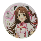 Round coaster: Uzuki Shimamura in a Chinese-style maid outfit, smiling brightly, with a panda-ear headpiece