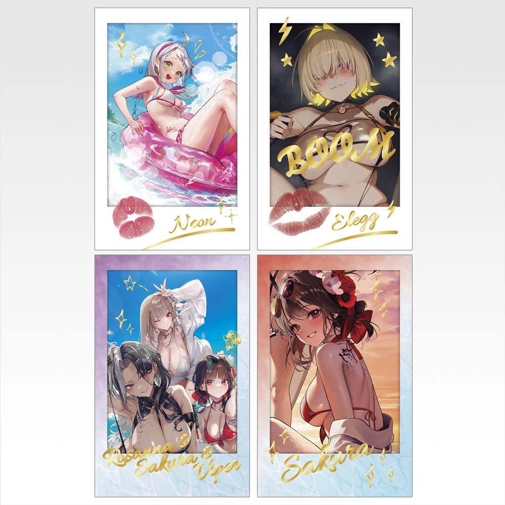 勝利の女神：NIKKE · 一番くじ CHAPTER8 · I賞 · 夏の思い出フォトカード4枚セット · ネオン · エレグ · ロザンナ · サクラ · バイパー · 商品画像